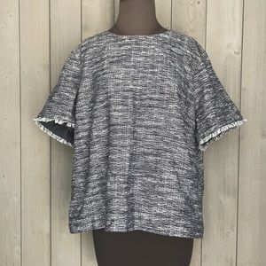 J. Crew Woven Fringe Trim Top